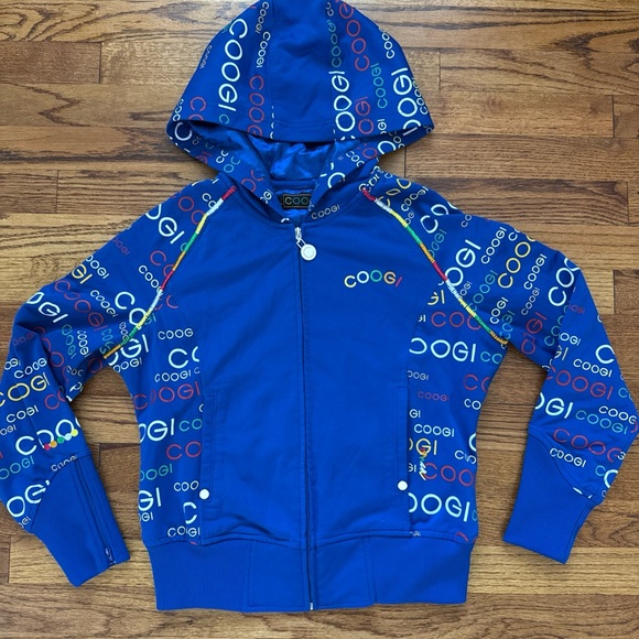 Rare Vintage COOGI Spell Out Logo All Over Print Hoodie Sweatshirt 2000s M C24